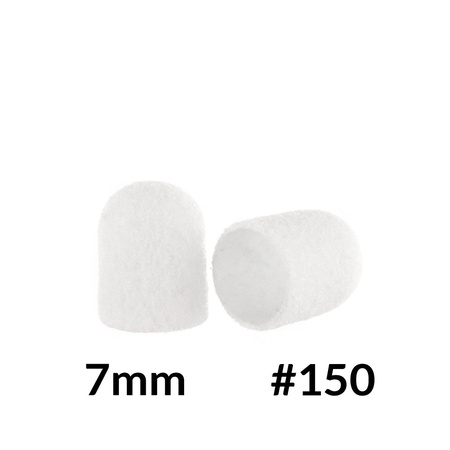 Pedicure-Kappen 7 mm, Körnung 150, 10 Stück, Fabric Podo AlleMed, Weiß