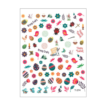 Thin self-adhesive Easter nail stickers T-374