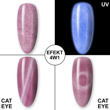 Smalto ibrido che si illumina al buio effetto "occhio di gatto" MollyLac Night Glowing Higher Love senza HEMA/Di-HEMA 10 g n. 673