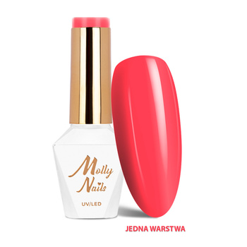 Гібридні лаки LED/UV Gel Polish Vivid Vibes № 286 Hot Coral Molly Nails без HEMA/Di-HEMA, 8 г