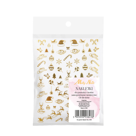 Adesivi per unghie sottili autoadesivi natalizi Molly Nails CB-149 dorati