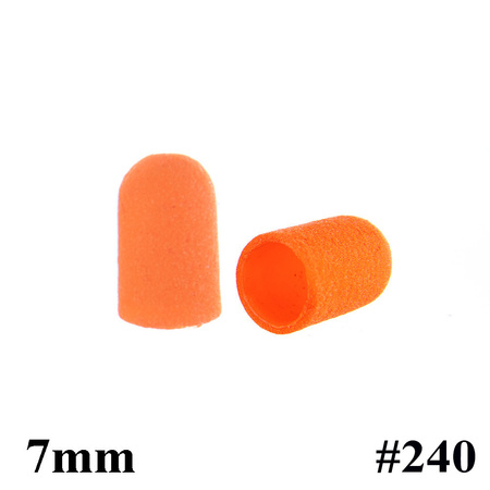 Pedicure caps 7mm, 240 grit, 100 pcs Fabric Podo AlleMed Orange