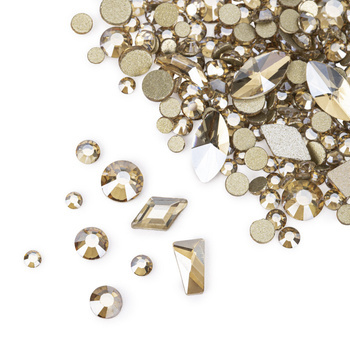 Adornos para uñas MollyNails: mezcla de strass dorados, 150 unidades