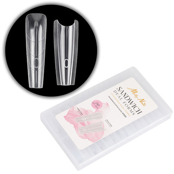 Moldes dobles tipo sándwich para la construcción de uñas «Sandwich dual forms» en estuche W555 de Molly Nails, 240 unidades