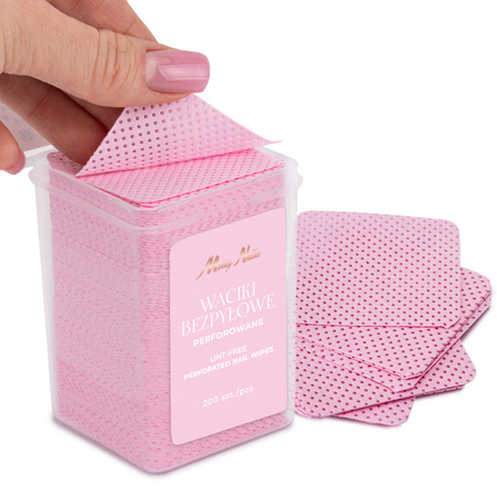 Molly Nails dust-free perforated cotton pads for nails, pink, 5x5 cm, 200 pcs