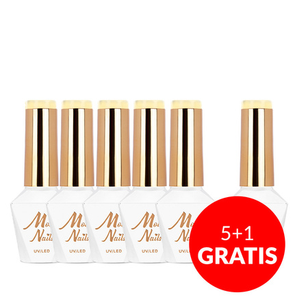 5 + 1 gratis. Esmalte híbrido LED/UV Gel Polish Molly Nails Power Flower n.º 720 Yellow Daffodil, sin HEMA ni Di-HEMA, 8 g