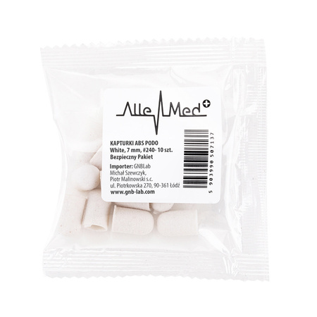 Pedicure caps 7 mm, 240 grit, 10 pcs, ABS Podo AlleMed, White
