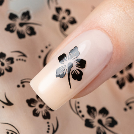 Thin, self-adhesive flower nail stickers SWA20, black