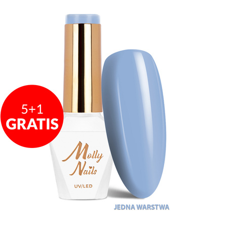 5+1 free MollyNails Blue Sky Butterfly Blue HEMA/Di-HEMA Free hybrid nail polish 8g No. 112