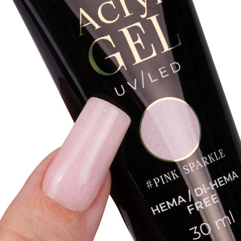 Gel acrílico Polygel para la extensión de uñas AcrylGel MollyNails sin HEMA/Di-HEMA, Pink Sparkle, 30 ml