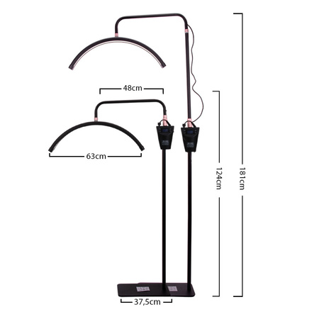 Lámpara LED de belleza de arco de 45 W, de pie, sin sombras, negra, modelo HQ-U28