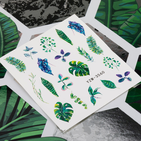 YZW-3560 Leaf Water Decals for Nails