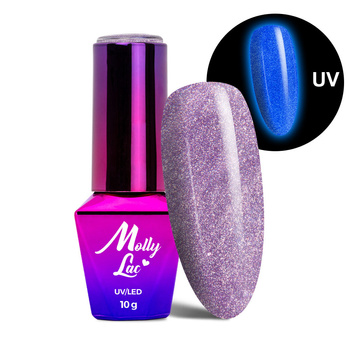 Smalto ibrido che si illumina al buio effetto "occhio di gatto" MollyLac Night Glowing Uselink senza HEMA/Di-HEMA 10 g n. 675
