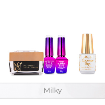 PRO MATCH SYSTEM 3+1 Milky: gel de 50 g: SelfLeveling + 2 bases + Doctor Top de 15 g GRATIS
