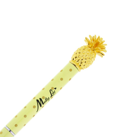 Elegant MollyLac yellow gold pen with decorative pineapple cap