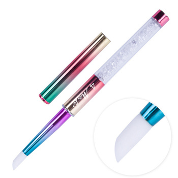 Silicone brush for decorating and rubbing in glitter with MollyLac rainbow ombre zirconia No. 4