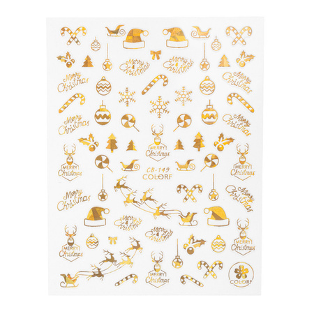 Thin, self-adhesive Christmas nail stickers CB-149, gold