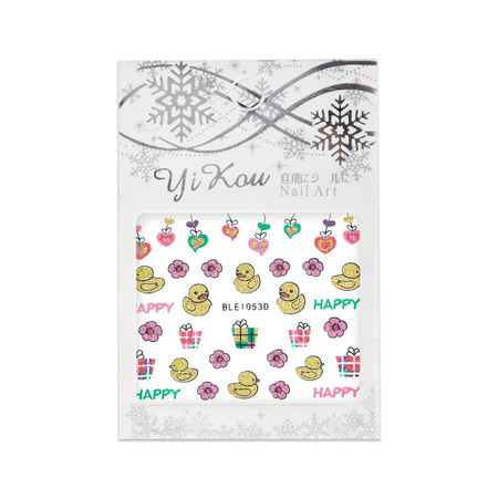 Adesivi 3D per unghie con glitter a tema pasquale BLE 1053D