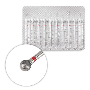 Set di frese diamantate a sfera da 5 mm, rosso delicato, 10 pezzi