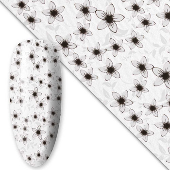 Lámina de transferencia para uñas de 80 cm, Flower white, n.º 2