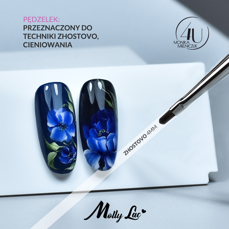 Pinceau pour décorations en gel, gel hybride, Zhostovo, longueur des poils : 4 mm, 4U, Monika Mielniczuk