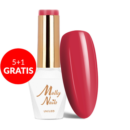 5+1 gratis Molly Nails Hybridlack Flamingo Strawberry HEMA/Di-HEMA-frei 8 g Nr. 147