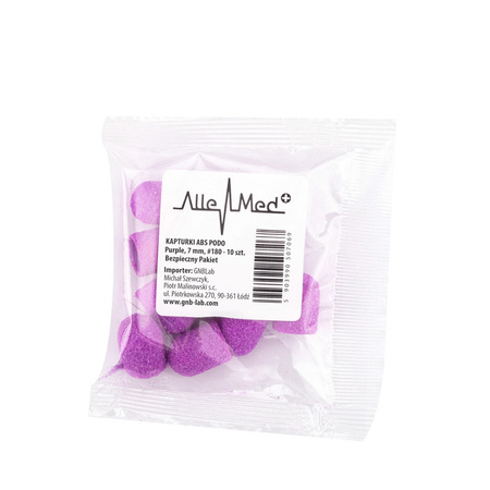 Capuchones para pedicura de 7 mm, gradación 180, 10 unidades, ABS, Podo AlleMed, violeta