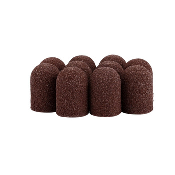 Capuchones abrasivos para pedicura con interior de algodón, 13 mm, grano 150, marrones, AlleMed, 10 unidades