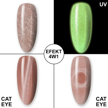 Esmalte híbrido que brilla en la oscuridad «ojo de gato» MollyLac Night Glowing Suede, sin HEMA ni Di-HEMA, 10 g, n.º 670