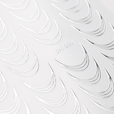 Selbstklebende Nagelsticker / French / Französische Smile-Linie, 39 Stück, silber, DH-808 MollyNails