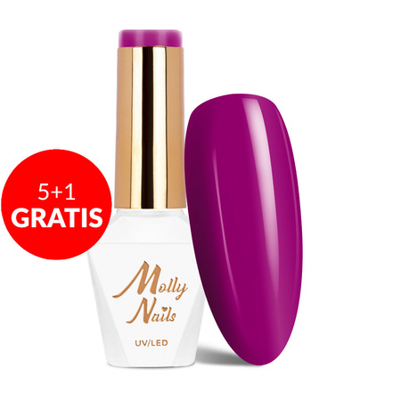 5+1 безкоштовно Гібридний лак LED/UV Gel Polish Molly Nails Power Flower № 725 Purple Crocus без HEMA/Di-HEMA 8 г