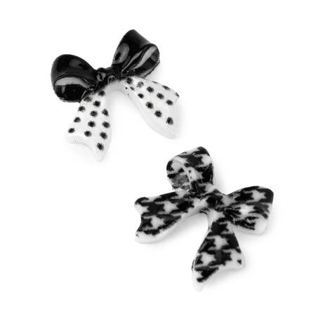Ozdoby do paznokci kokardki 3D Molly Nails biało czarne 30 szt