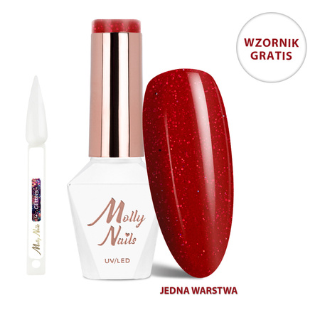 LED/UV-Gel-Nagellack „La Vie en Rouge“ Nr. 322 „Deep Obsession“ von MollyNails, HEMA/Di-HEMA-frei, 8 g + Glitzer-Musterkarte GRATIS