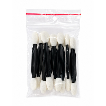 Double-sided puppet applicator for powders and shadows, white, 6.2 cm, 10 pcs