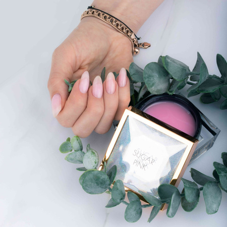 Gel modelador para uñas sin HEMA ni Di-HEMA con aceite de árbol de té MollyLac HerbaLine Sugar Pink by Gosia Kruś, 50 g