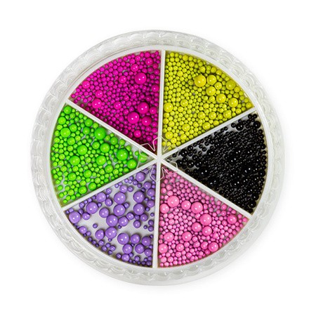 Colorful pearl beads for nail art in a case
