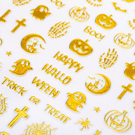 Adhesivos finos para uñas de Halloween R233 dorados