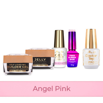 Molly Nails PRO MATCH SYSTEM 4+1 Angel Pink: 3 гелі для нарощування + основа + Doctor Top 15 г