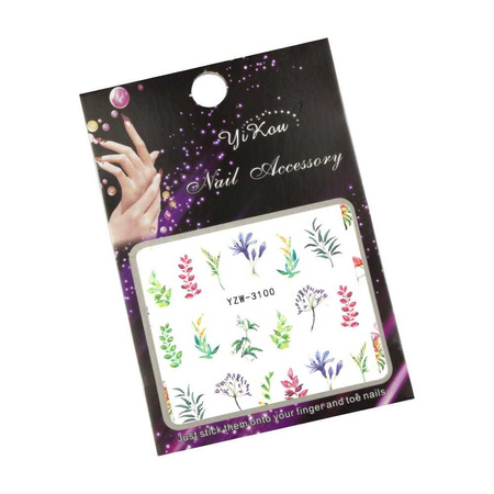 Calcomanías de agua para uñas con motivos florales YZW-3100