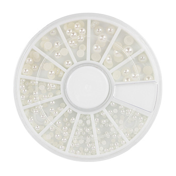 Nail decorations carousel with pearl decorations, mix of sizes, approx. 370 pcs.