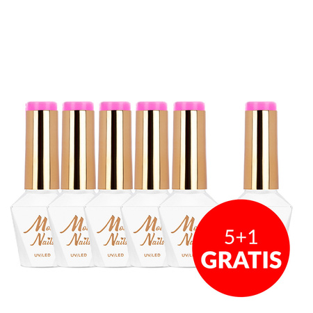 5+1 free Molly Nails Power Flower Fuchsia HEMA/Di-HEMA Free hybrid nail polish 8g No. 724
