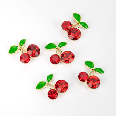 Caja con adornos de cerezas con circonitas, 30 unidades