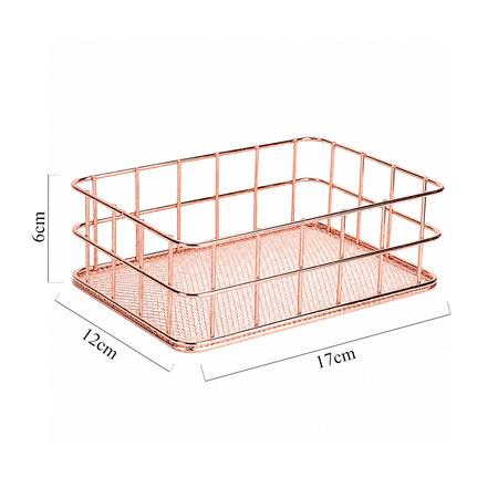 Panier de rangement en métal rose doré n° 1