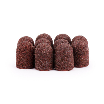 Schleifkappen für die Pediküre mit Baumwollkern, 10 mm, Körnung 80, braun, AlleMed, 10 Stück