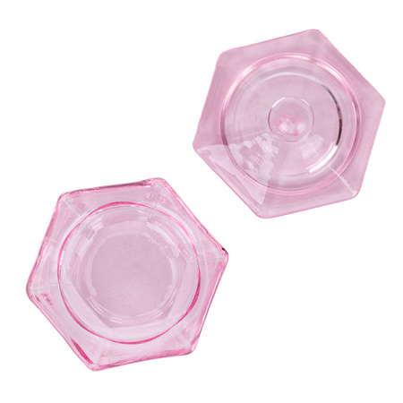Glass jar with lid for liquid, pink henna cleaner