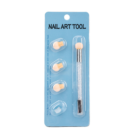 Double-sided sponge brush for ombre and nail art stamp with white zirconia