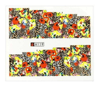 Leopard-print water nail stickers, sheet size 6.5 x 5.5 cm, for 10 fingers, No. A119
