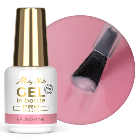 Gel de modelado en botella con pincel Gel in Bottle Molly Nails Pro Salon Faded Pink sin HEMA ni Di-HEMA, 15 g