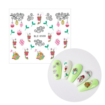 Adhesivos 3D para uñas con purpurina, con motivos de Pascua, BLE 1050D