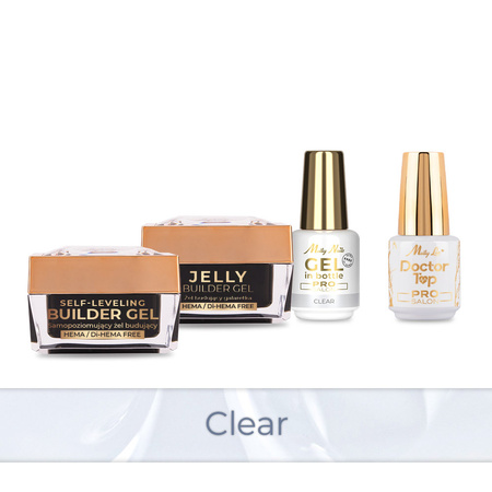 PRO MATCH SYSTEM 3+1 Clear: 3 гелі LED/UV: Jelly&SelfLeveling;&Gel; у флаконі + Doctor Top 15 г БЕЗКОШТОВНО